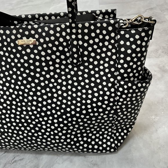 Kate Spade Baby Diaper Bag Black Polka Dot Kaylie Changing Pad Shoulder Strap - Picture 4 of 16